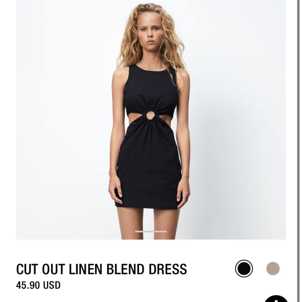 Zara CUT OUT LINEN BLEND DRESS